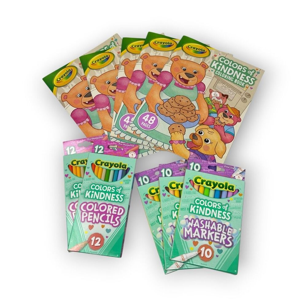 Crayola Colors of Kindness Coloring Book Lot of 5 Books & Pencils Markers